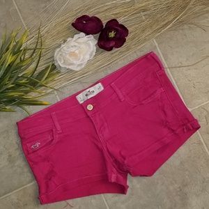 (5 for $25) DISTRESS HOLLISTER HOT PINK SHORTS